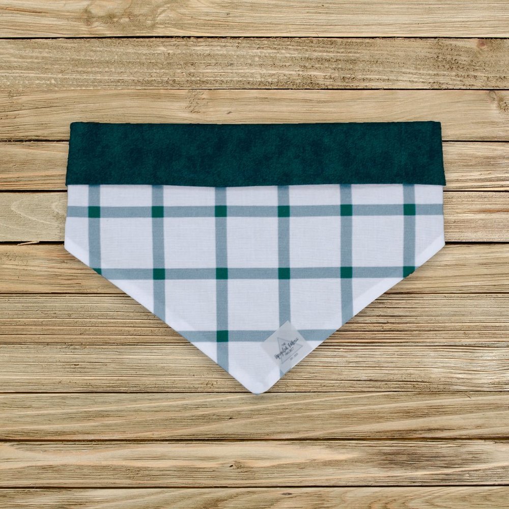 Evergreen Plaid Green and White Pet Bandana | Dog Bandana, Pet Accessory